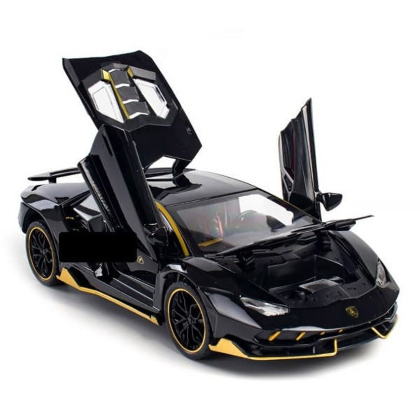 1:24 Die-Cast Sports Car Model | Pull Back Alloy Supercar with Opening Doors, Lights & Sound | 4 Colors