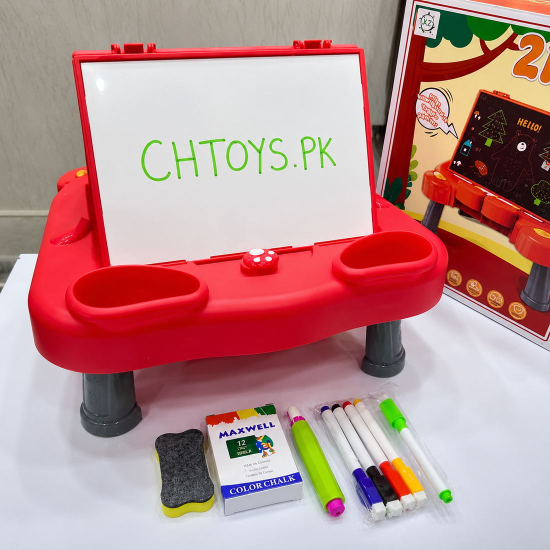 2-in-1 Kids Drawing Board with Table & Chair | Double-Sided Magnetic Art Easel | Educational Drawing & Writing Board for Kids 3+