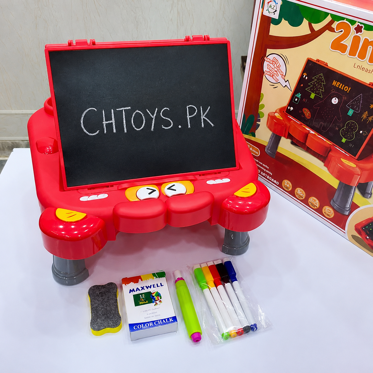 2-in-1 Kids Drawing Board with Table & Chair | Double-Sided Magnetic Art Easel | Educational Drawing & Writing Board for Kids 3+