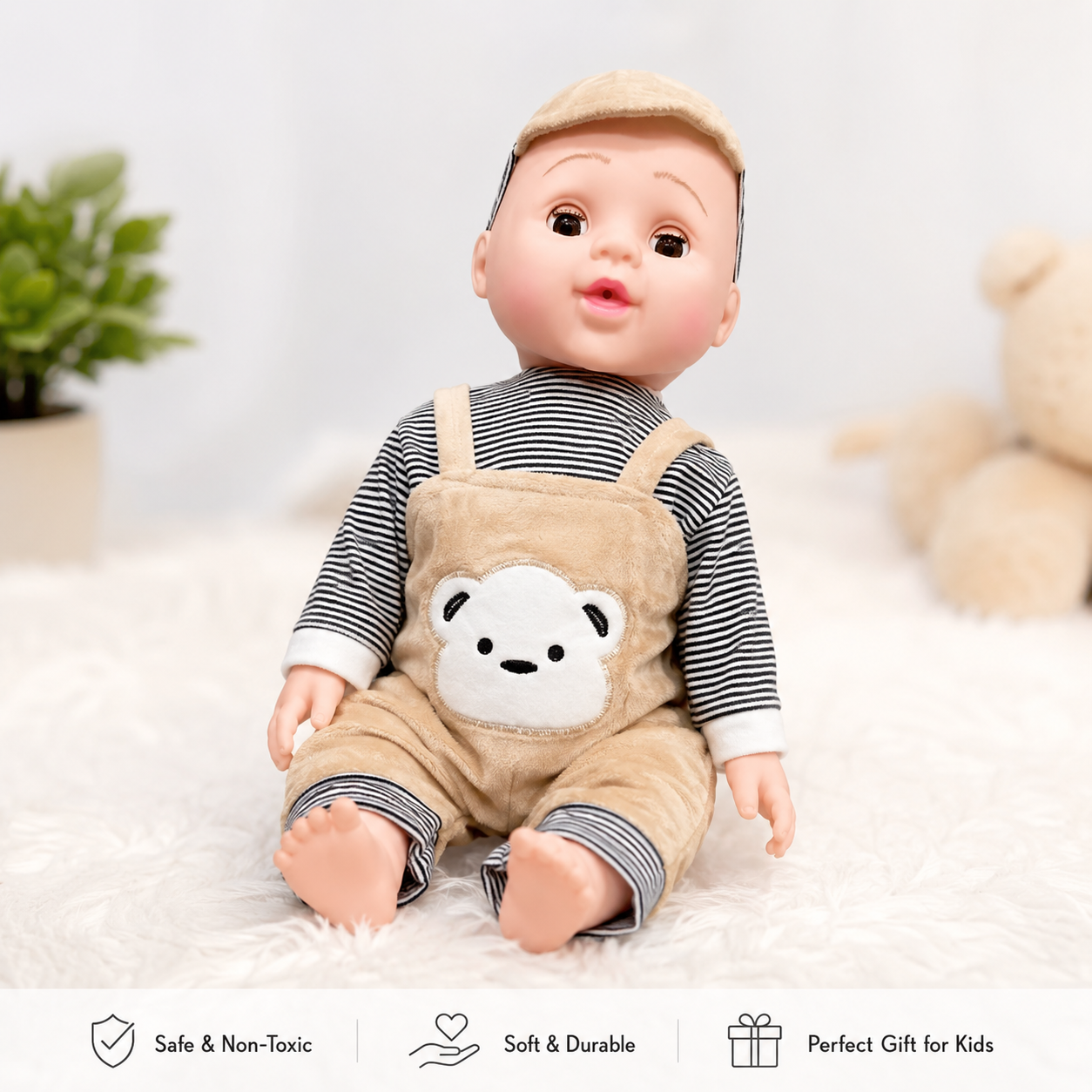 Musical Talking Baby Doll with Feeding Bottle & Diaper – Interactive Baby Doll Toy for Kids | Best Gift for Girls & Boys | CHToys.pk