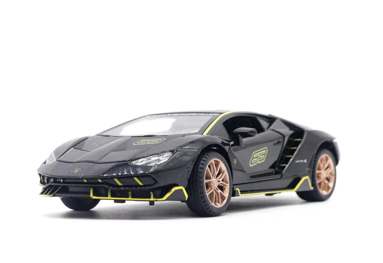 1:24 Die-Cast Sports Car Model | Pull Back Alloy Supercar with Opening Doors, Lights & Sound | 4 Colors