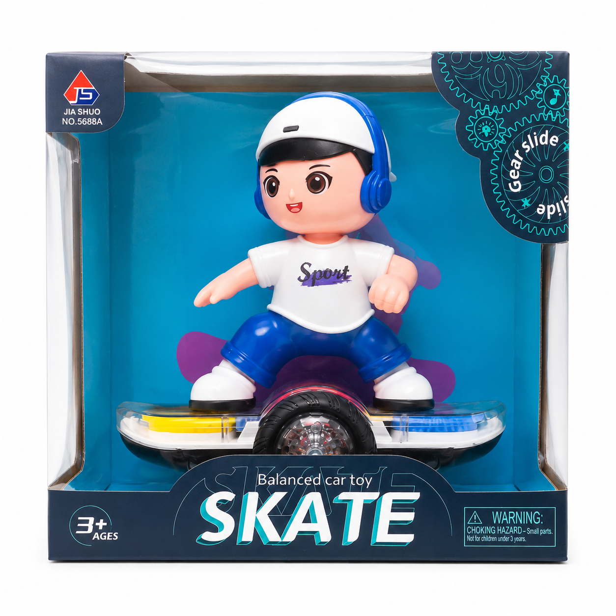 Balanced Car Skate Toy with Music & LED Lights | Gear Slide Kids Skateboard Toy for Ages 3+