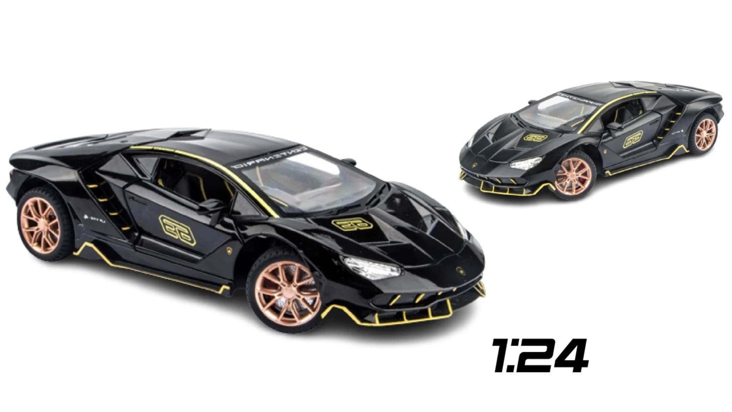 1:24 Die-Cast Sports Car Model | Pull Back Alloy Supercar with Opening Doors, Lights & Sound | 4 Colors