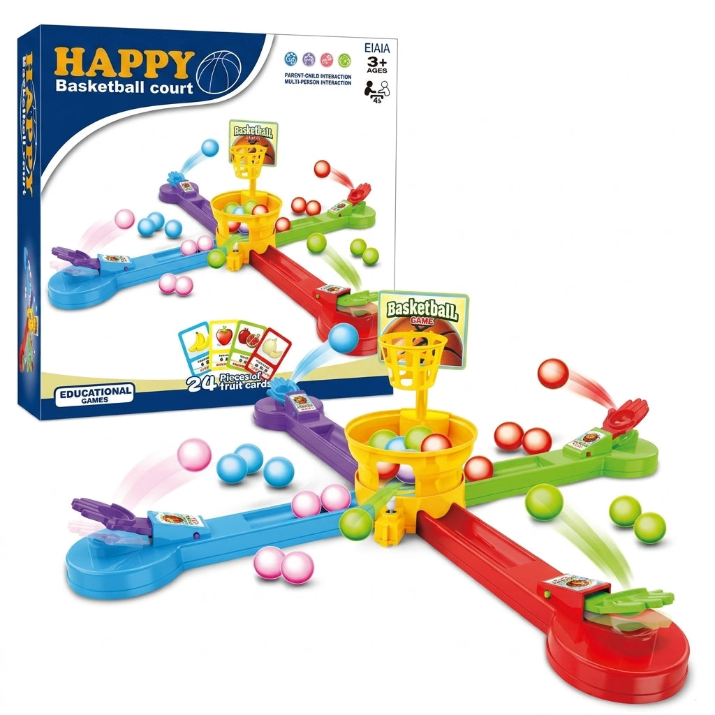 Happy Basketball Court Game with Fruit Cards & Colorful Balls for Kids 3+ Years