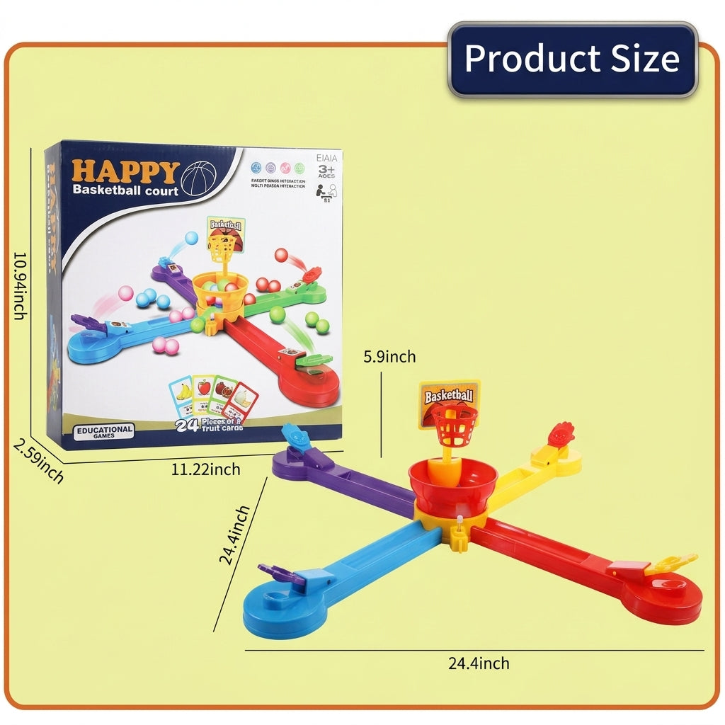 Happy Basketball Court Game with Fruit Cards & Colorful Balls for Kids 3+ Years