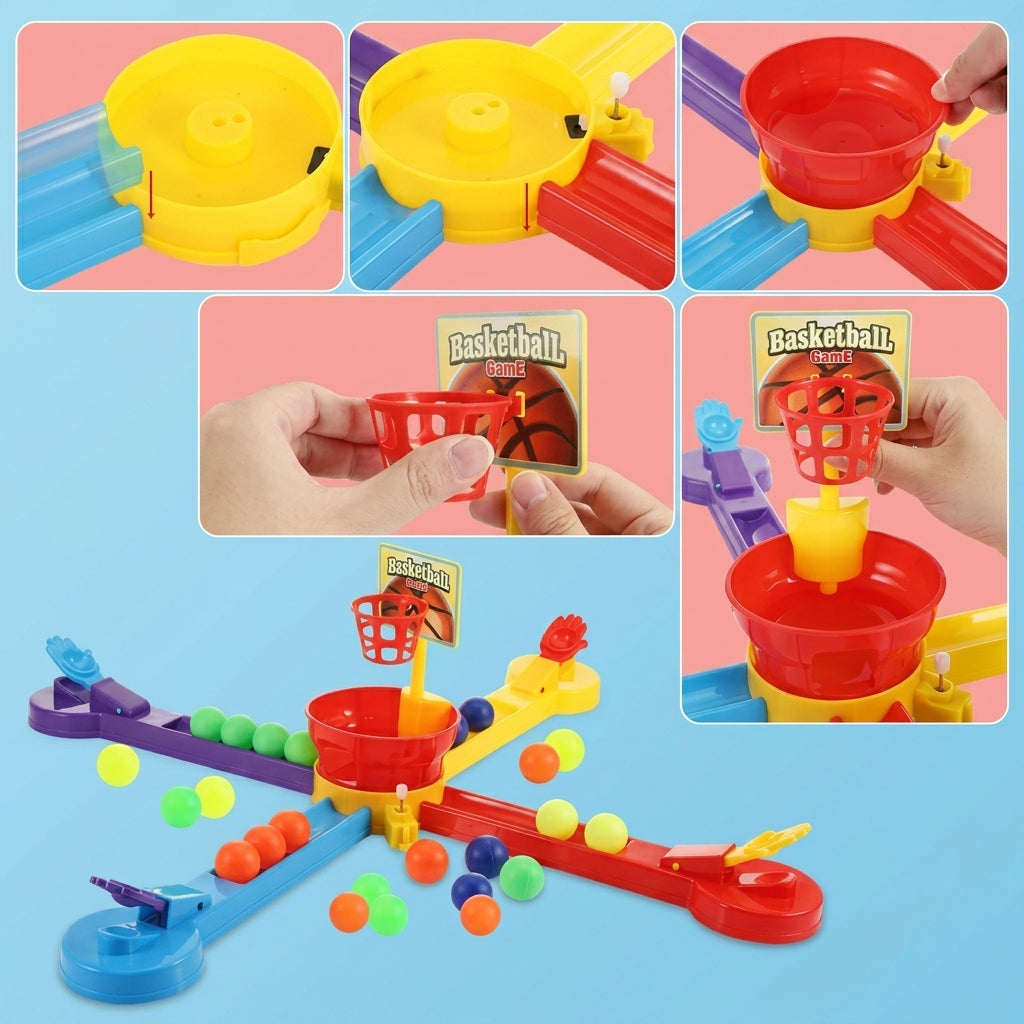 Happy Basketball Court Game with Fruit Cards & Colorful Balls for Kids 3+ Years
