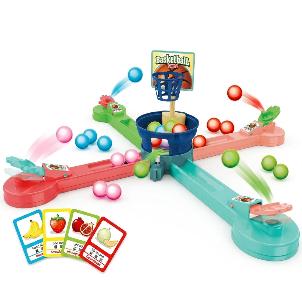 Happy Basketball Court Game with Fruit Cards & Colorful Balls for Kids 3+ Years