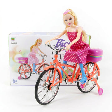 Bicycle Competition Doll Toy with Music & Lights | Fashion Girl Bicycle Playset for Kids 3+