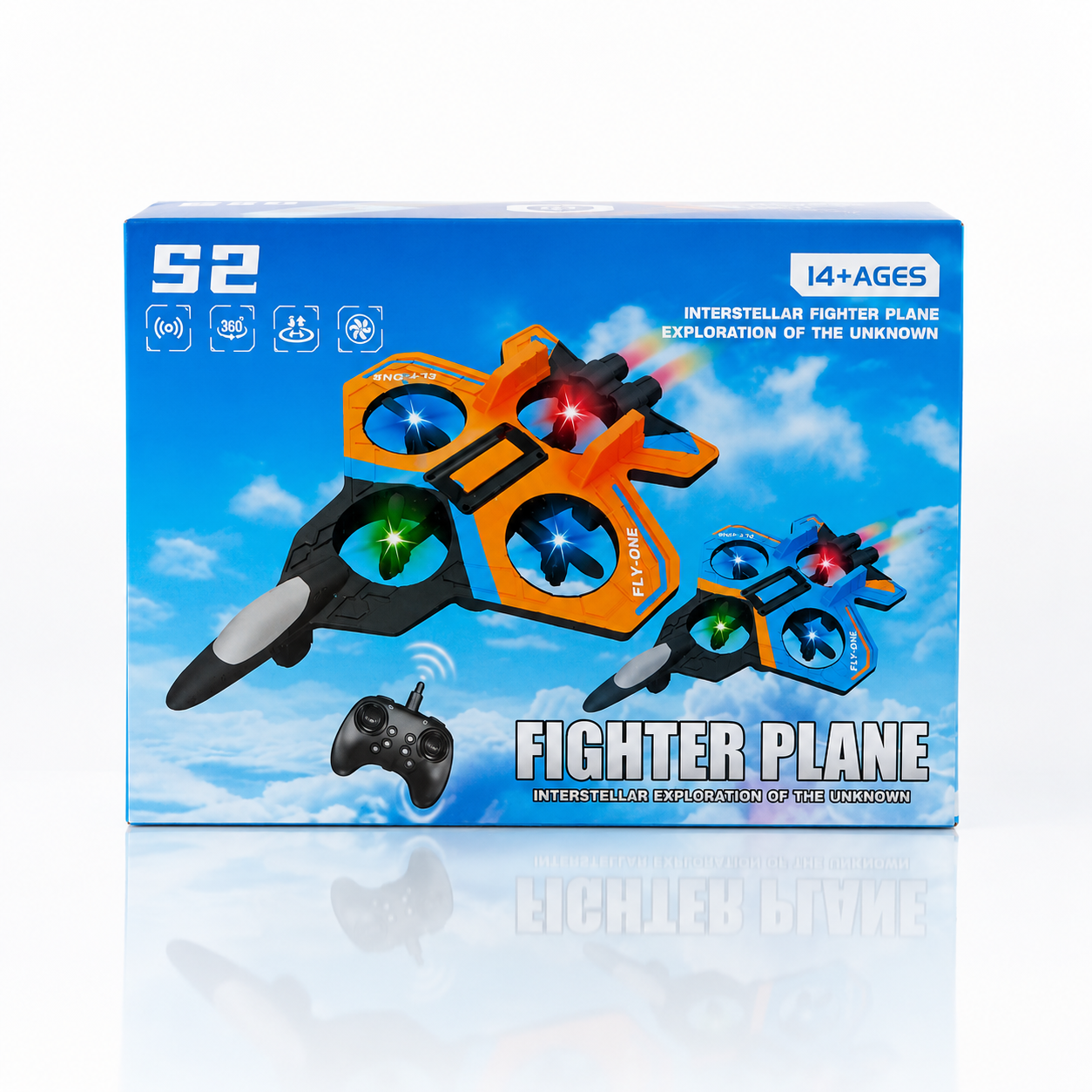 S2 2.4GHz RC Fighter Plane Drone with LED Lights & 360° Stunt Flying