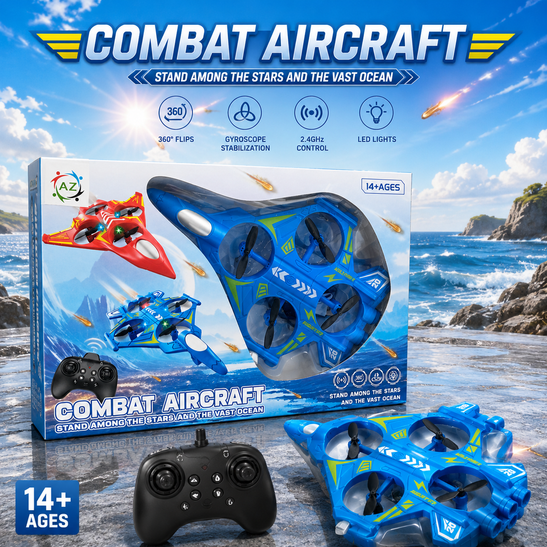 2.4GHz RC Combat Aircraft Drone with 360° Stunt Flying & LED Lights