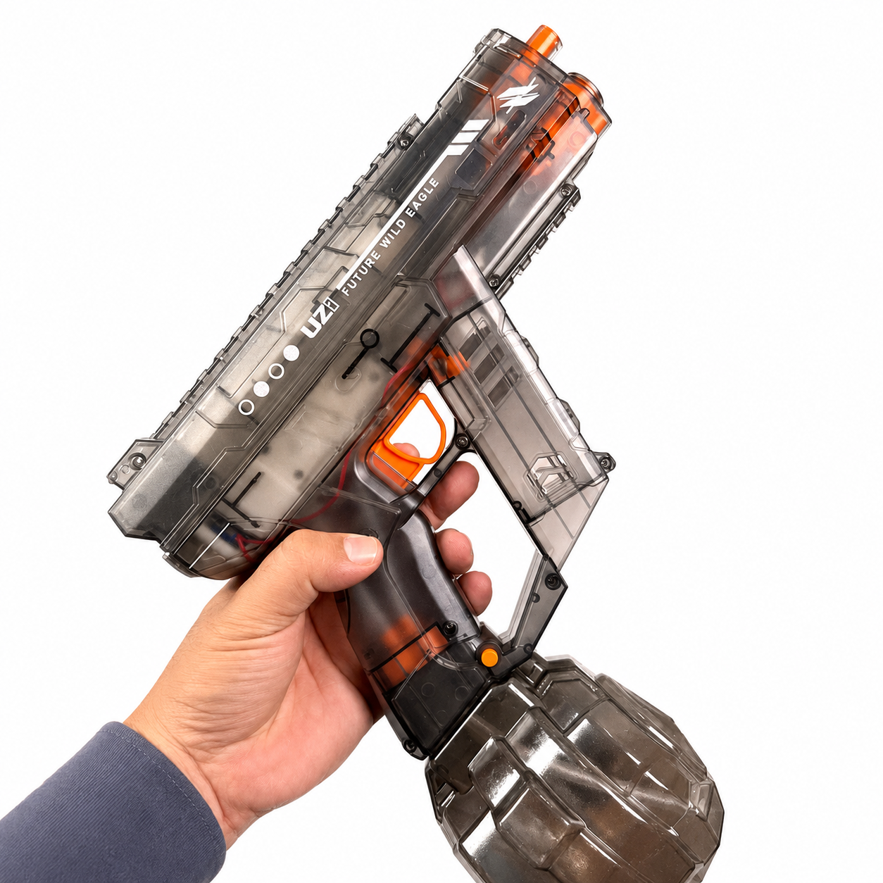 Electric UZI Water Gun with LED Light Muzzle | Rechargeable High Pressure Water Blaster 800ML for Kids