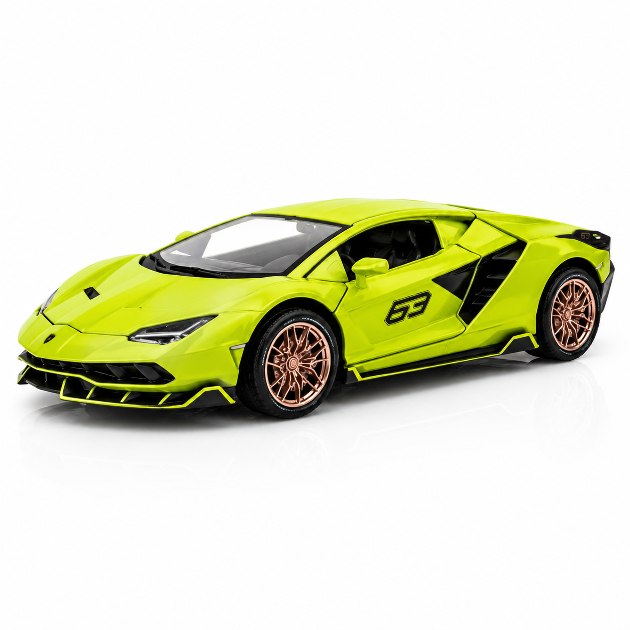 1:24 Die-Cast Sports Car Model | Pull Back Alloy Supercar with Opening Doors, Lights & Sound | 4 Colors