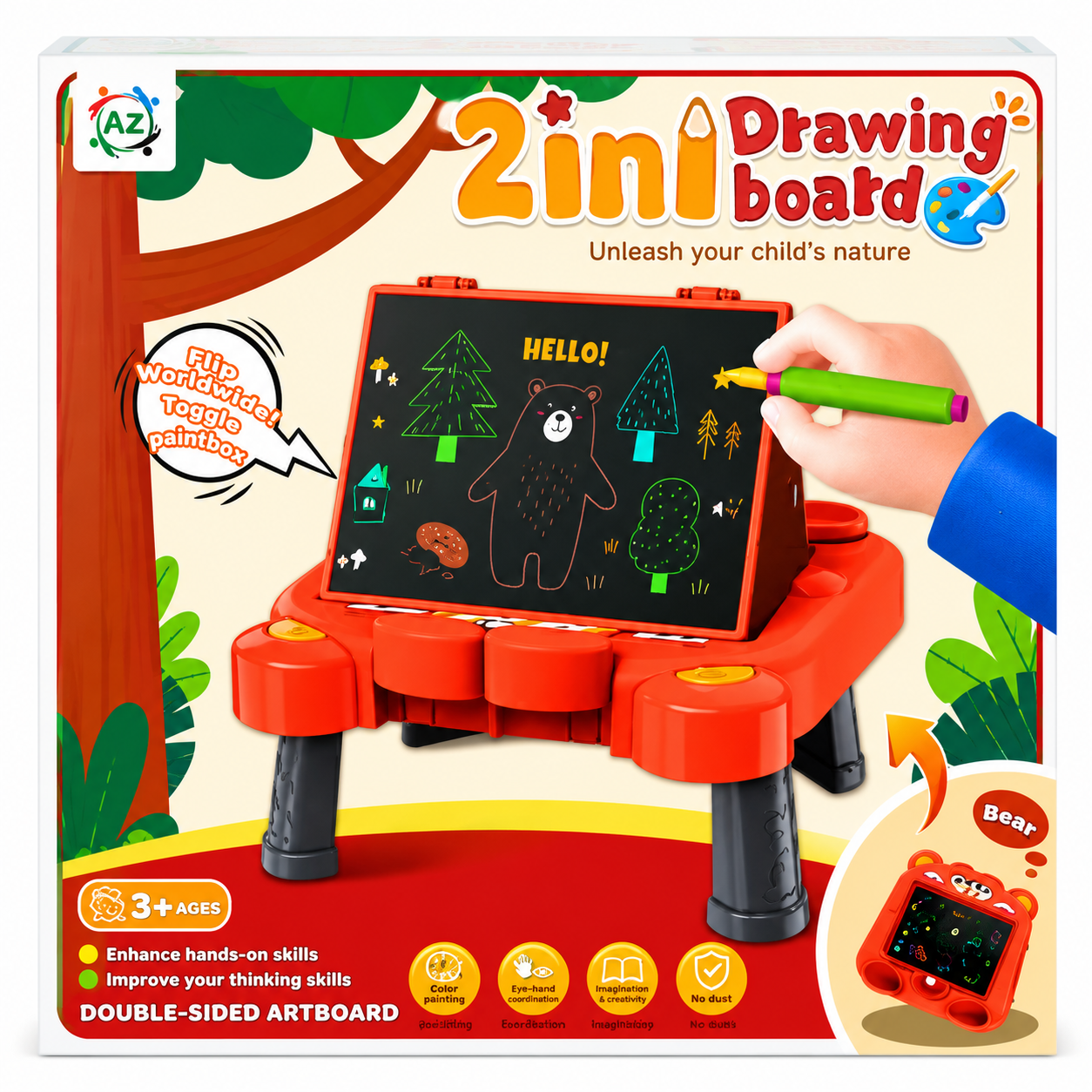2-in-1 Kids Drawing Board with Table & Chair | Double-Sided Magnetic Art Easel | Educational Drawing & Writing Board for Kids 3+