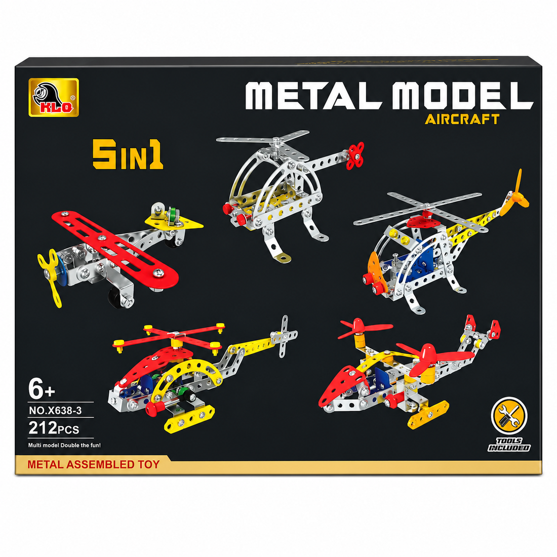 5-in-1 Metal Model Aircraft Building Kit 212 PCS STEM Construction Toy