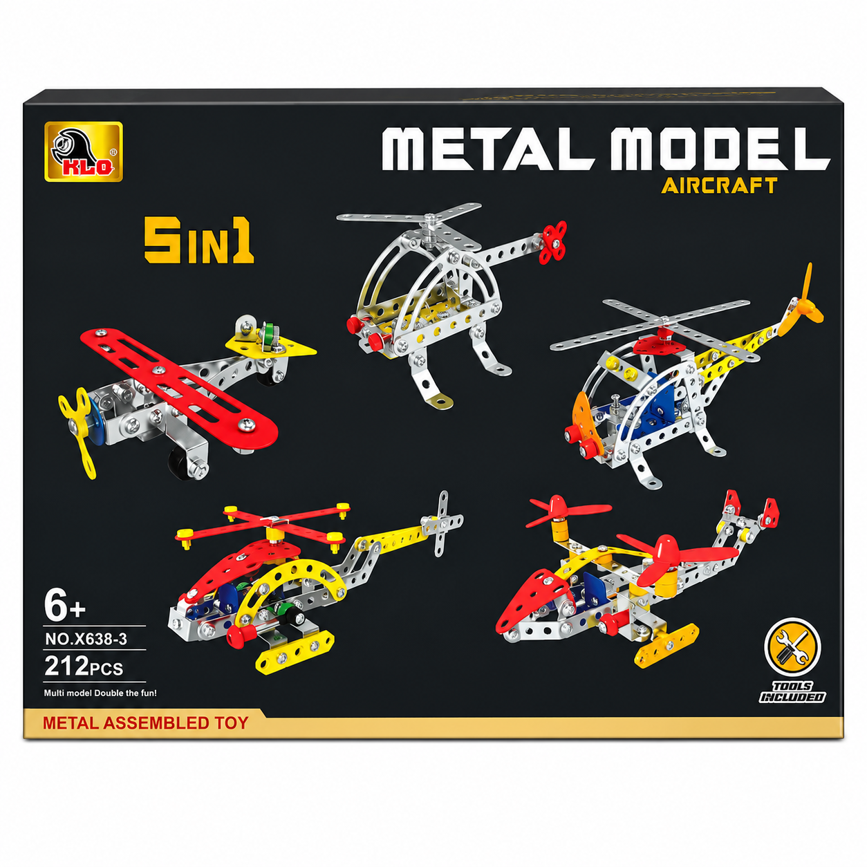 5-in-1 Metal Model Aircraft Building Kit 212 PCS STEM Construction Toy