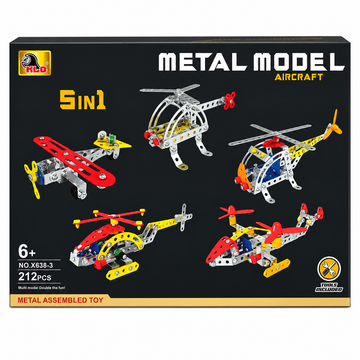 5-in-1 Metal Model Aircraft Building Kit 212 PCS STEM Construction Toy