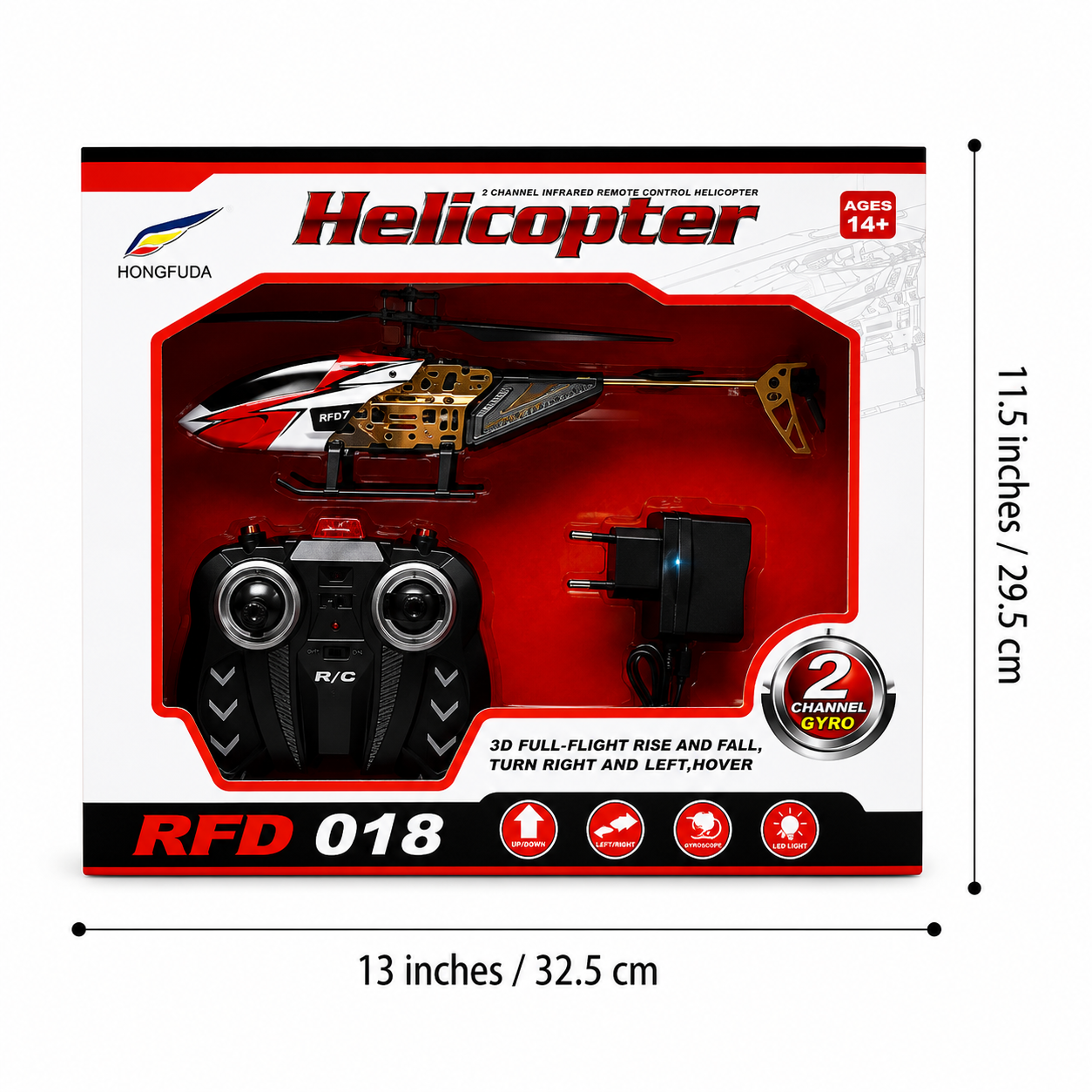 2 Channel RC Helicopter with Gyro & LED Light | Rechargeable Remote Control Helicopter for Kids 14+