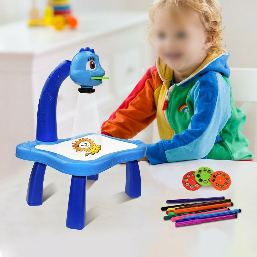 Kids LED Drawing Projector Table – 24 Patterns & 12 Color Pens Set