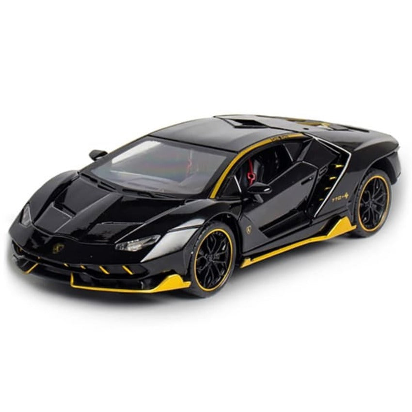 1:24 Die-Cast Sports Car Model | Pull Back Alloy Supercar with Opening Doors, Lights & Sound | 4 Colors