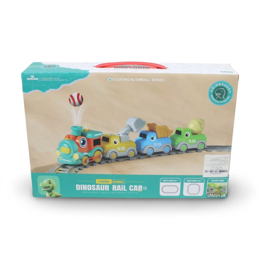 Dinosaur Rail Car 5-in-1 Adventure Train Playset with Floating Blowball & Flexible Tracks