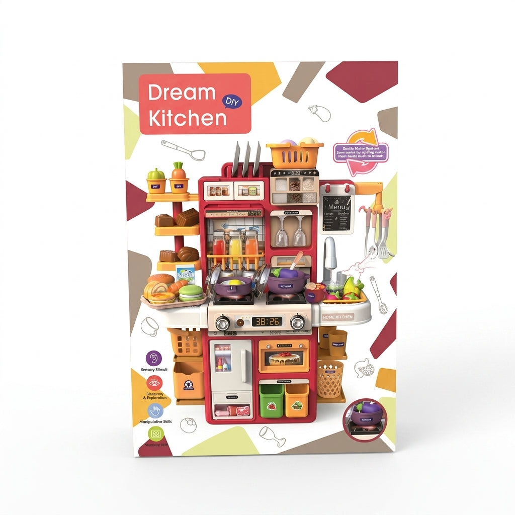 Dream Kitchen DIY Kids Playset with Spraying Mist, Lights & Sound (55+ Pcs)