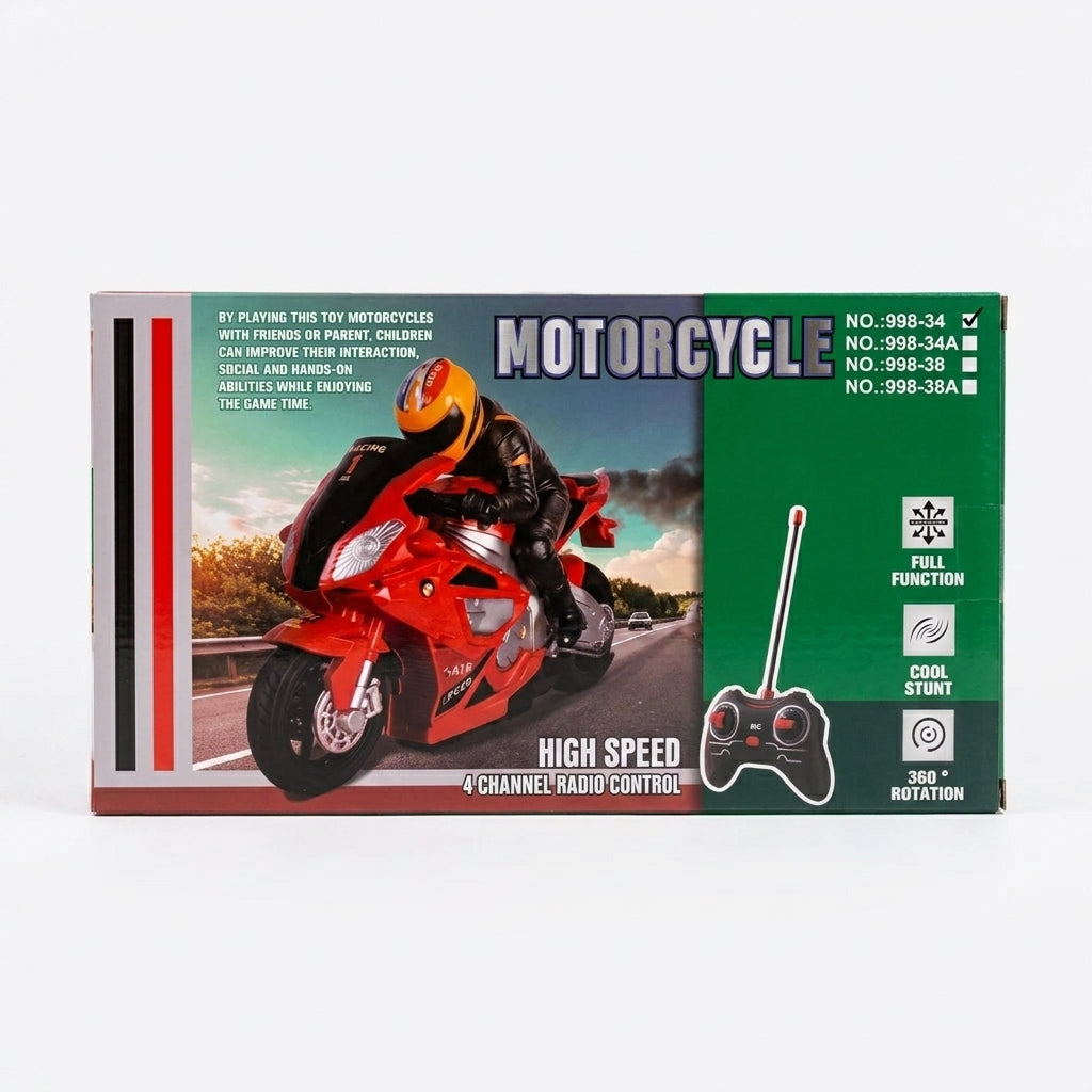 High-Speed 4-Channel Remote Control Racing Motorcycle Toy with 360° Rotation