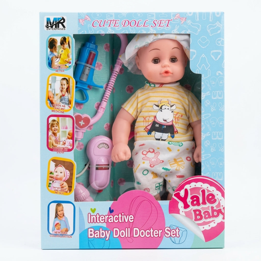 Yale Baby Interactive Doll Doctor Set - Pretend Play Medical Kit for Kids