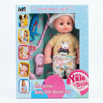 Yale Baby Interactive Doll Doctor Set - Pretend Play Medical Kit for Kids