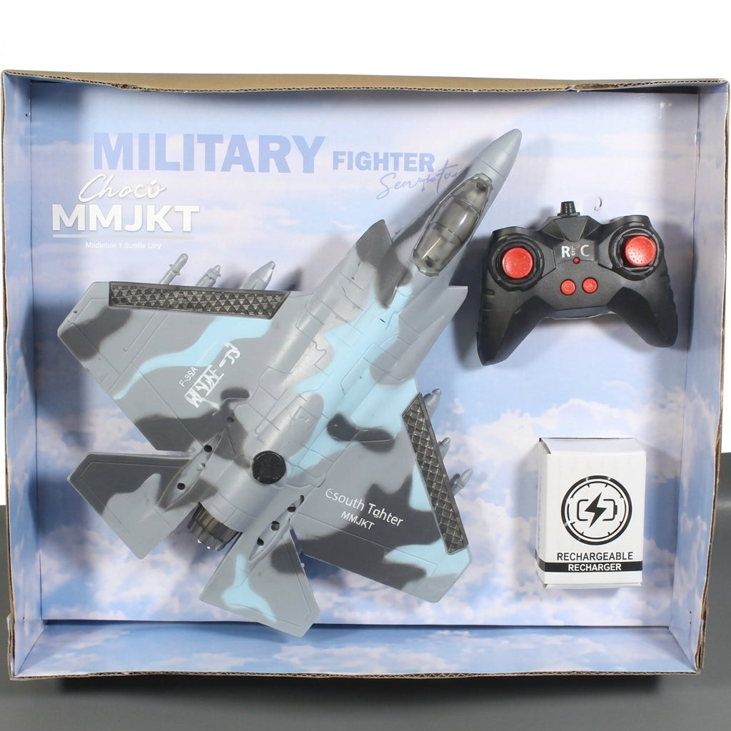Remote Control Military Fighter Jet F-350 with Spray Smoke & LED Lights | Rechargeable RC Toy Plane for Kids