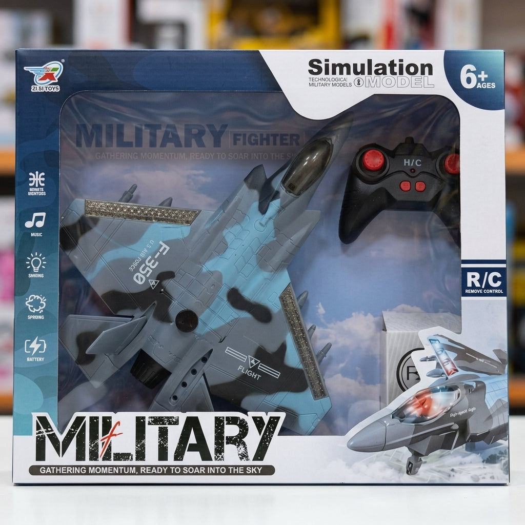 Remote Control Military Fighter Jet F-350 with Spray Smoke & LED Lights | Rechargeable RC Toy Plane for Kids