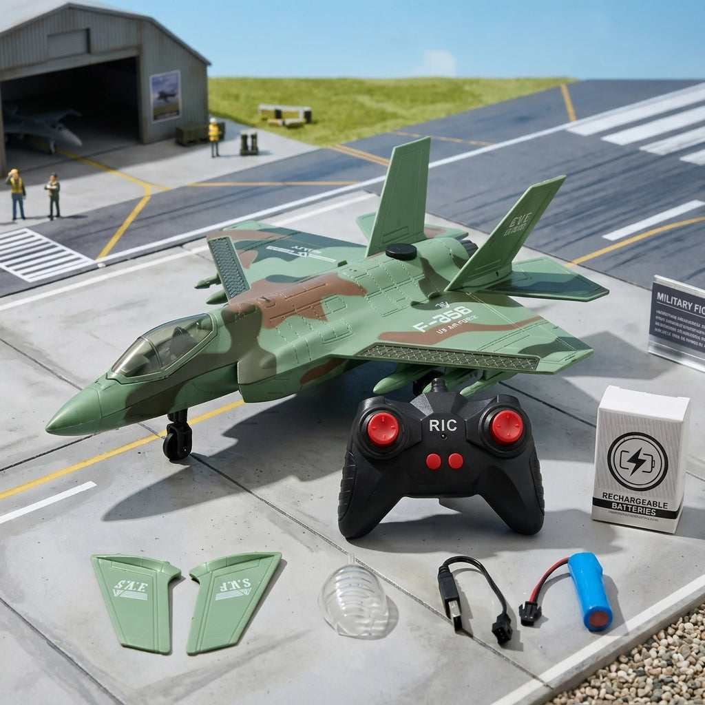 Remote Control Military Fighter Jet F-350 with Spray Smoke & LED Lights | Rechargeable RC Toy Plane for Kids