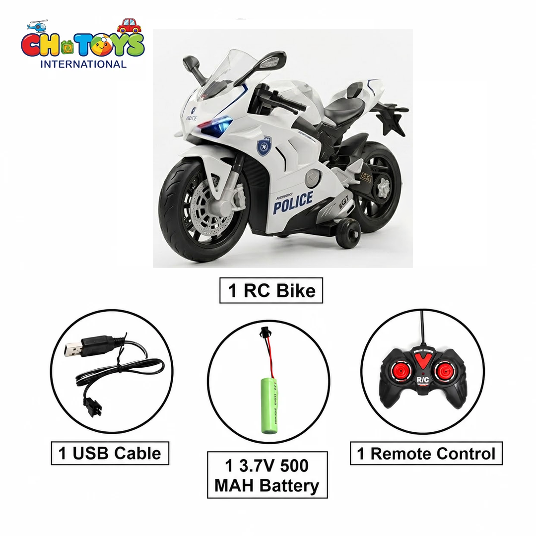 Remote Control 1:20 Police Motorbike | 360° Drift & USB Charger