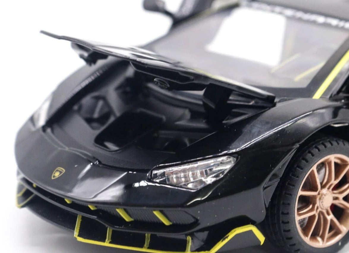 1:24 Die-Cast Sports Car Model | Pull Back Alloy Supercar with Opening Doors, Lights & Sound | 4 Colors