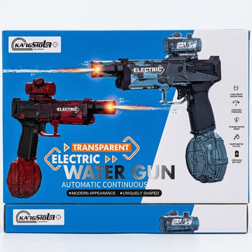 Summer Toy High Powered Automatic Electric Water Gun with Muzzle Light & Scope, Clear Long Range Pulse Shooter Squirt Guns for Kids and Adults