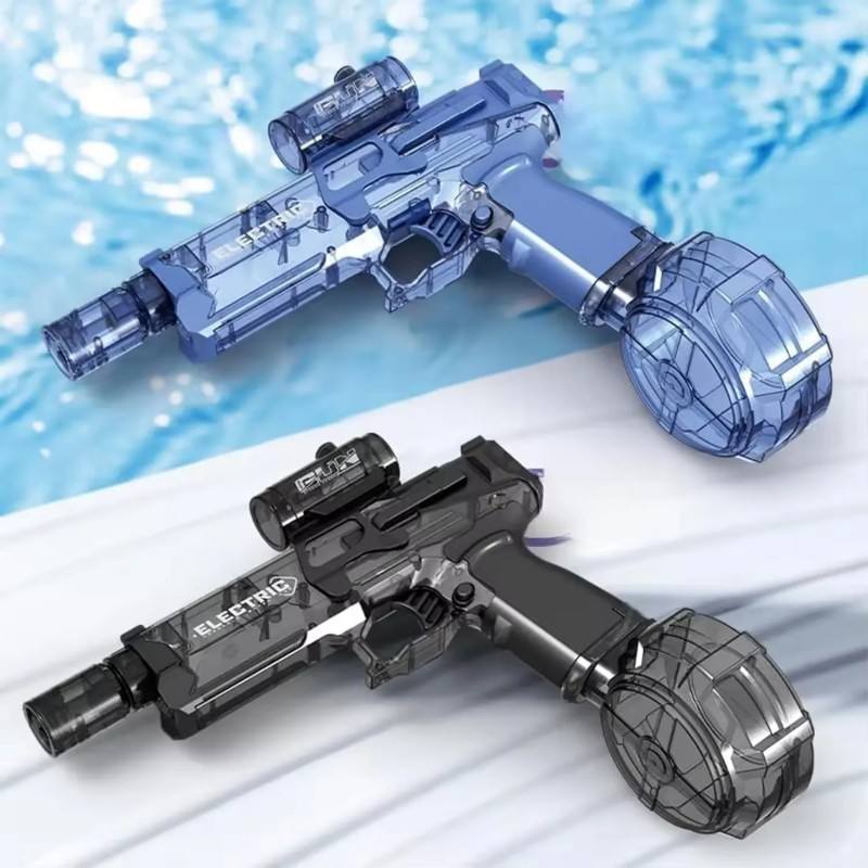 Summer Toy High Powered Automatic Electric Water Gun with Muzzle Light & Scope, Clear Long Range Pulse Shooter Squirt Guns for Kids and Adults