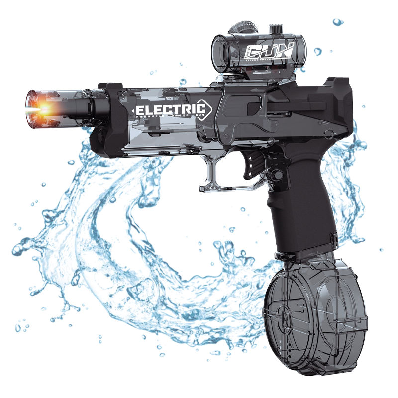 Summer Toy High Powered Automatic Electric Water Gun with Muzzle Light & Scope, Clear Long Range Pulse Shooter Squirt Guns for Kids and Adults