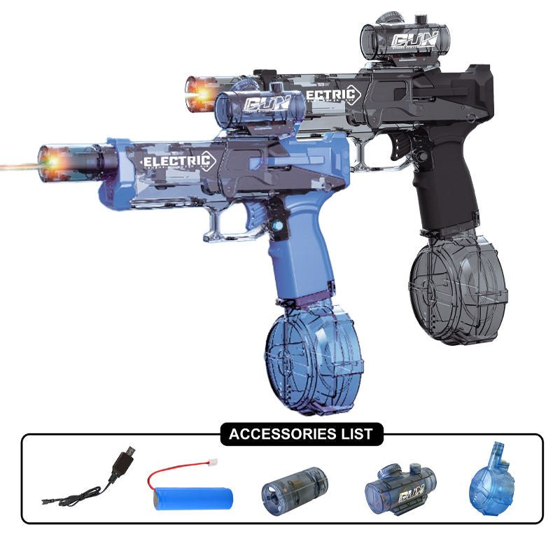 Summer Toy High Powered Automatic Electric Water Gun with Muzzle Light & Scope, Clear Long Range Pulse Shooter Squirt Guns for Kids and Adults
